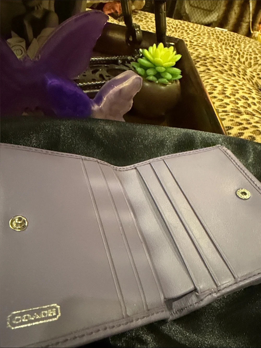 COACH Lavender Leather Snap Wallet - Lilac Color